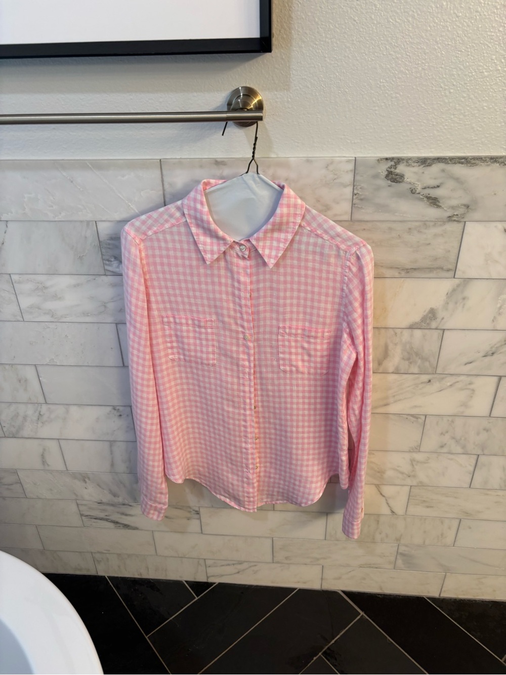 Lilly Pulitzer Pink and White Gingham Shirt